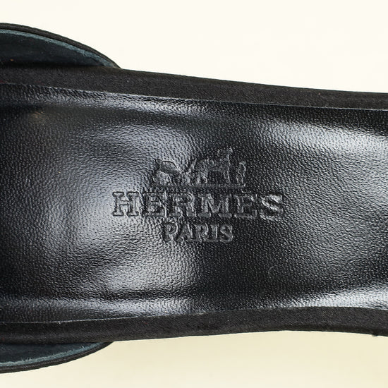 Hermes Noir Crystal Detail Premiere 105 Sandal 36