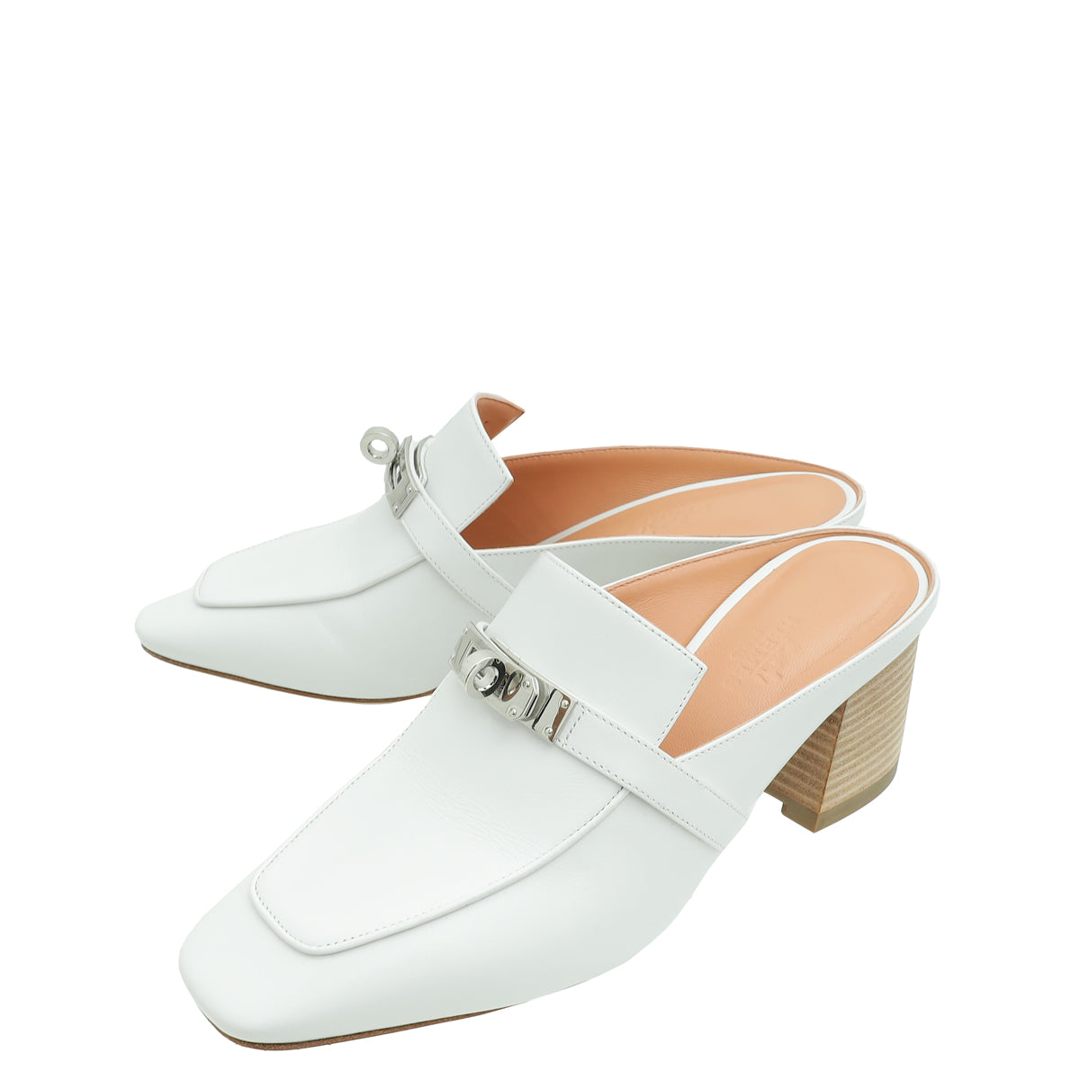 Hermes Blanc Blossom Mules 36