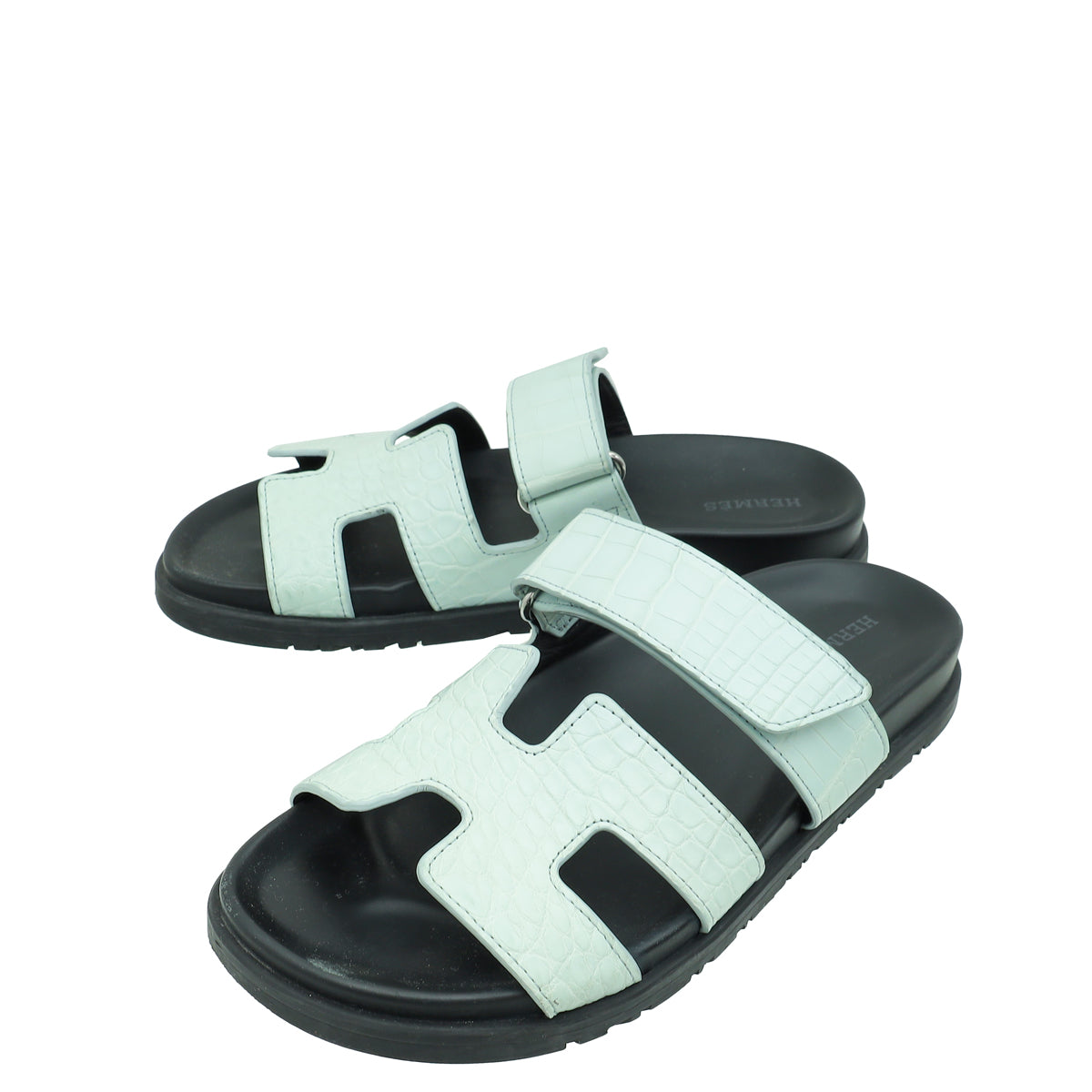 Hermes Vert D'Eau Matte Alligator Chypre Sandals 37.5-Hermes-THE CLOSET