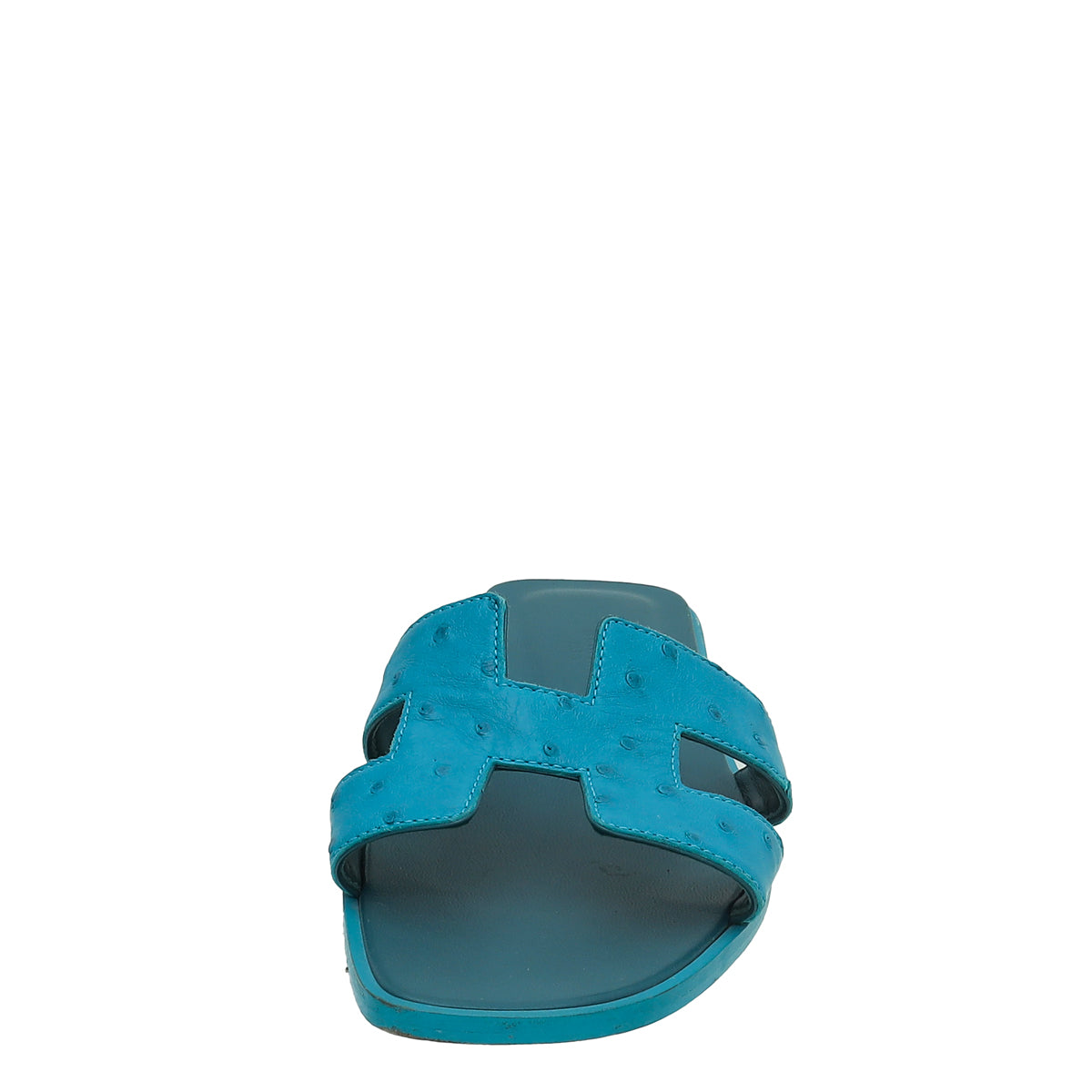 Hermes Bleu Vif Ostrich Oran Sandal 37.5-Hermes-THE CLOSET