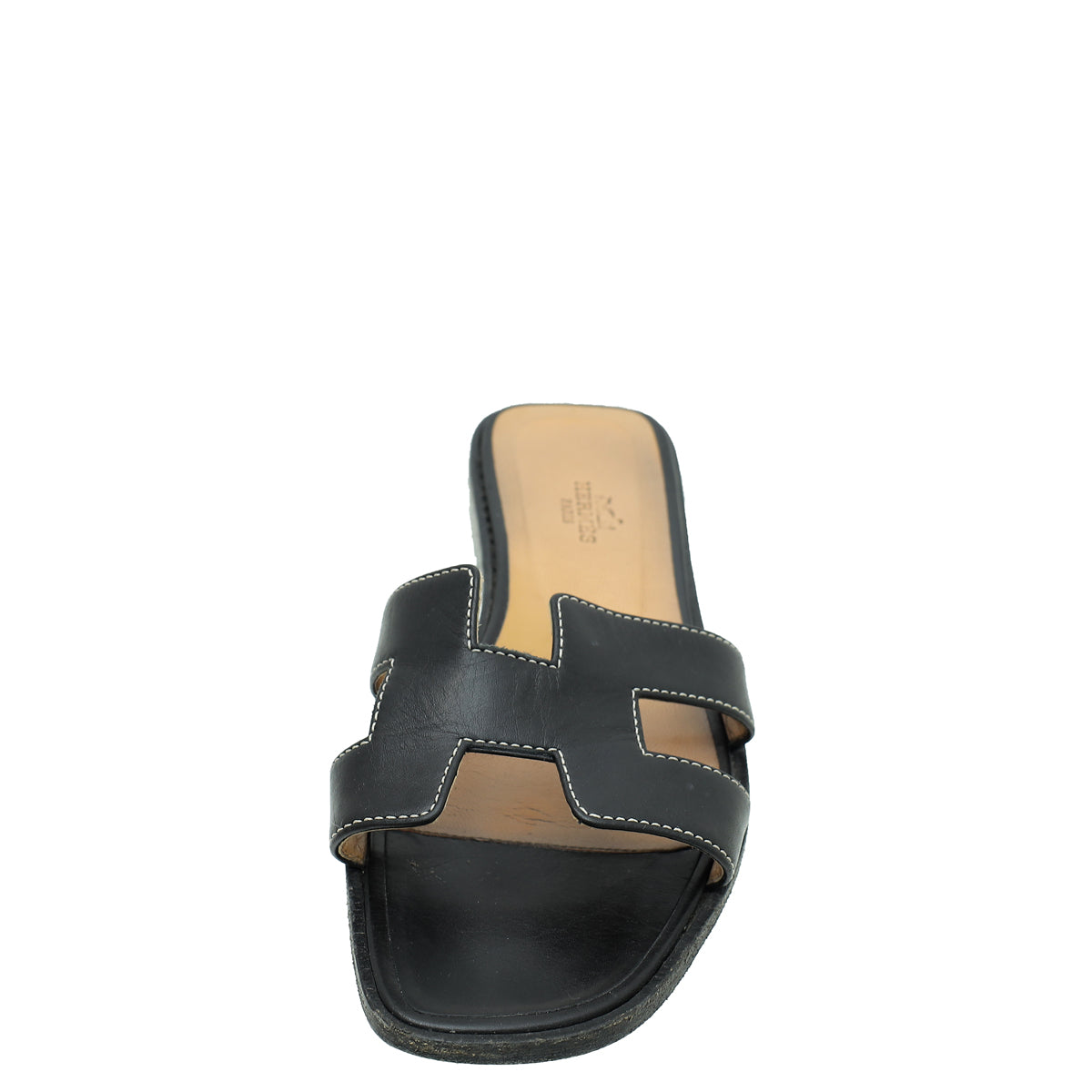 Hermes Noir Oran Sandal 37.5-Hermes-THE CLOSET
