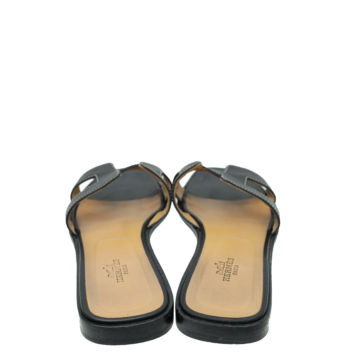 Hermes Noir Oran Sandal 37.5