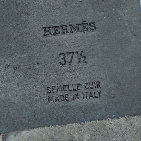 Hermes Noir Oran Sandal 37.5