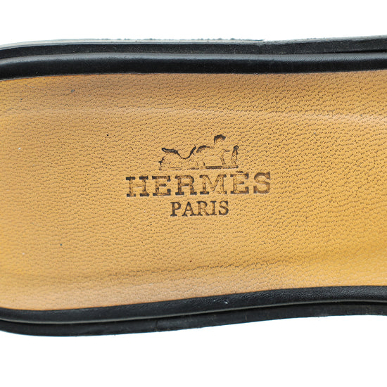 Hermes Noir Oran Sandal 37.5