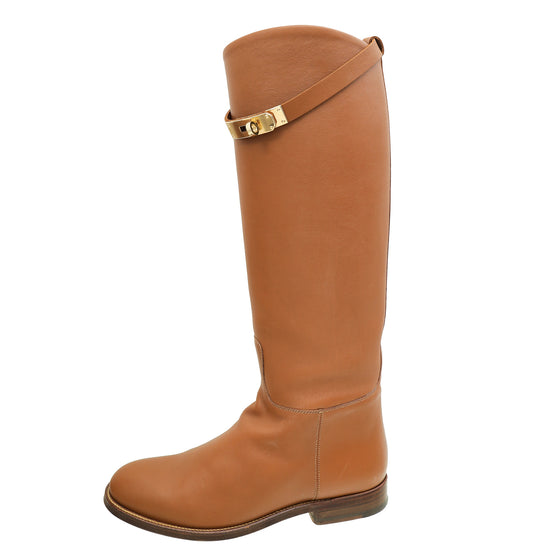 Hermes Gold Jumping Boot 37.5