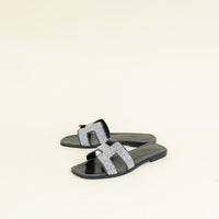 Hermes Noir Oran with Crystal Detail Sandal 37.5