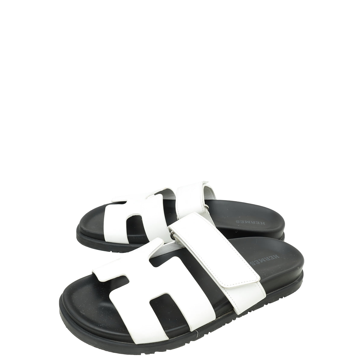 Hermes White Chypre Sandals 37