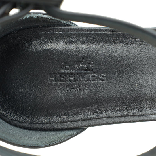 Hermes Noir Elda Espadrille Wedge 37