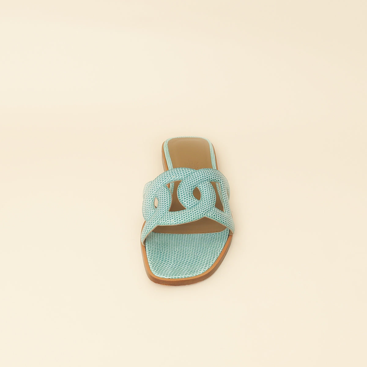 Hermes Turquoise Lizard Omaha Sandals 37-Hermes-THE CLOSET