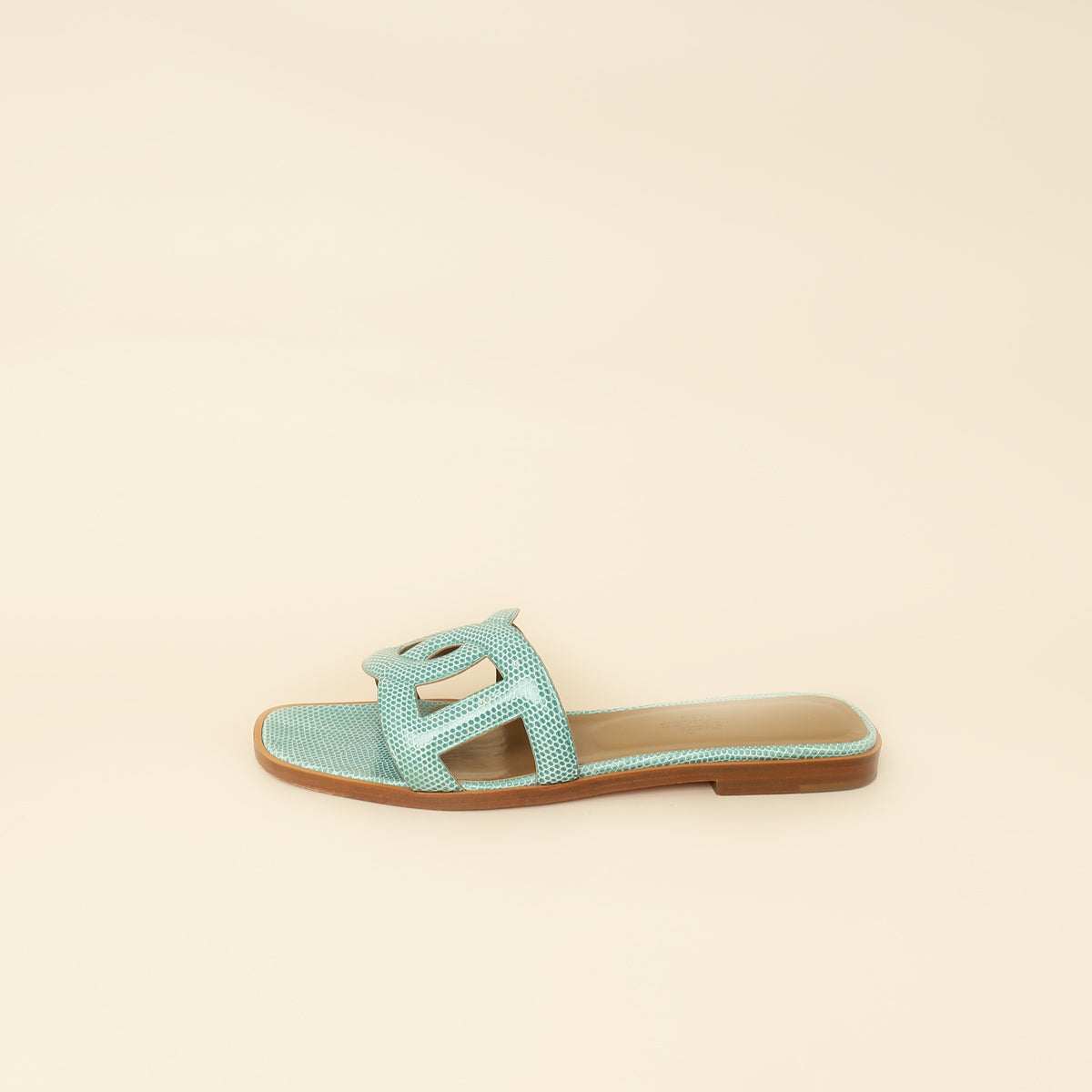 Hermes Turquoise Lizard Omaha Sandals 37-Hermes-THE CLOSET