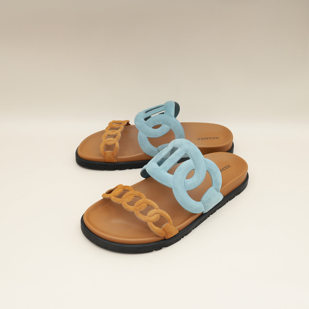 Hermes Bicolor Suede Goatskin Extra Sandal 37