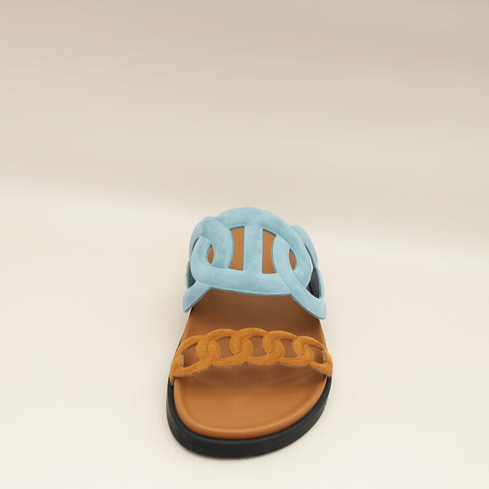 Hermes Bicolor Suede Goatskin Extra Sandal 37