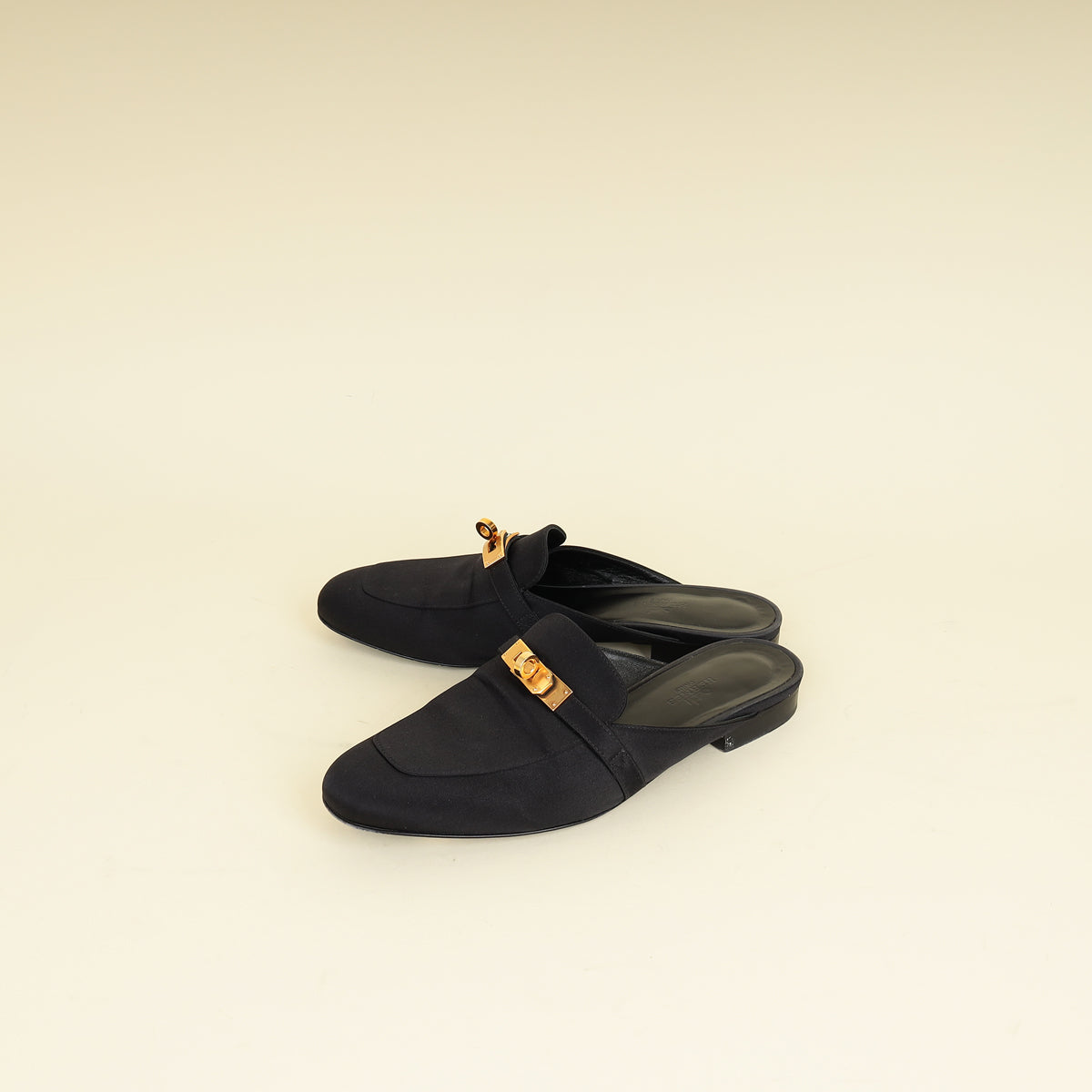Hermes Black Satin Oz Mules 37-Hermes-THE CLOSET