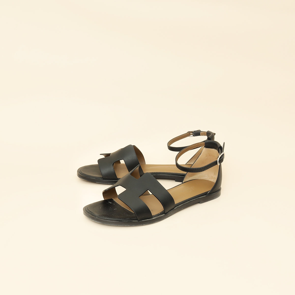 Hermes Noir Santorini Sandal 37-Hermes-THE CLOSET