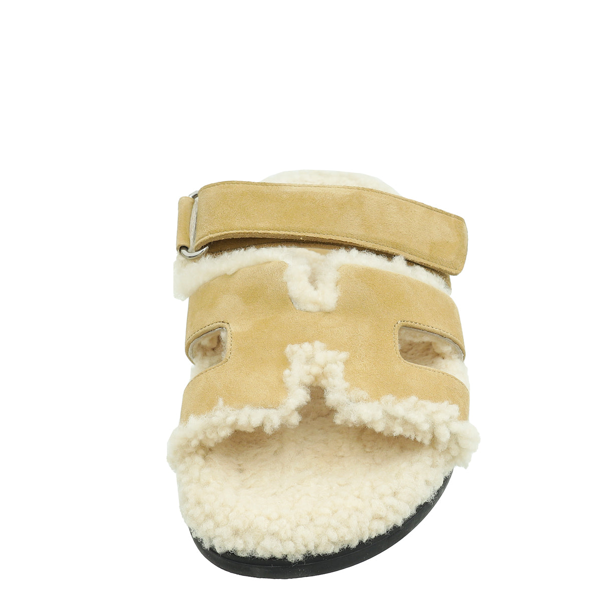 Hermes Beige Shearling Chypre Sandals 37-Hermes-THE CLOSET