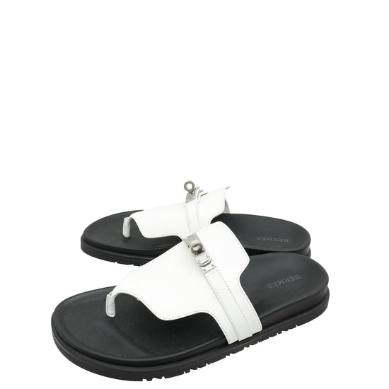 Hermes White Empire Sandals 38.5