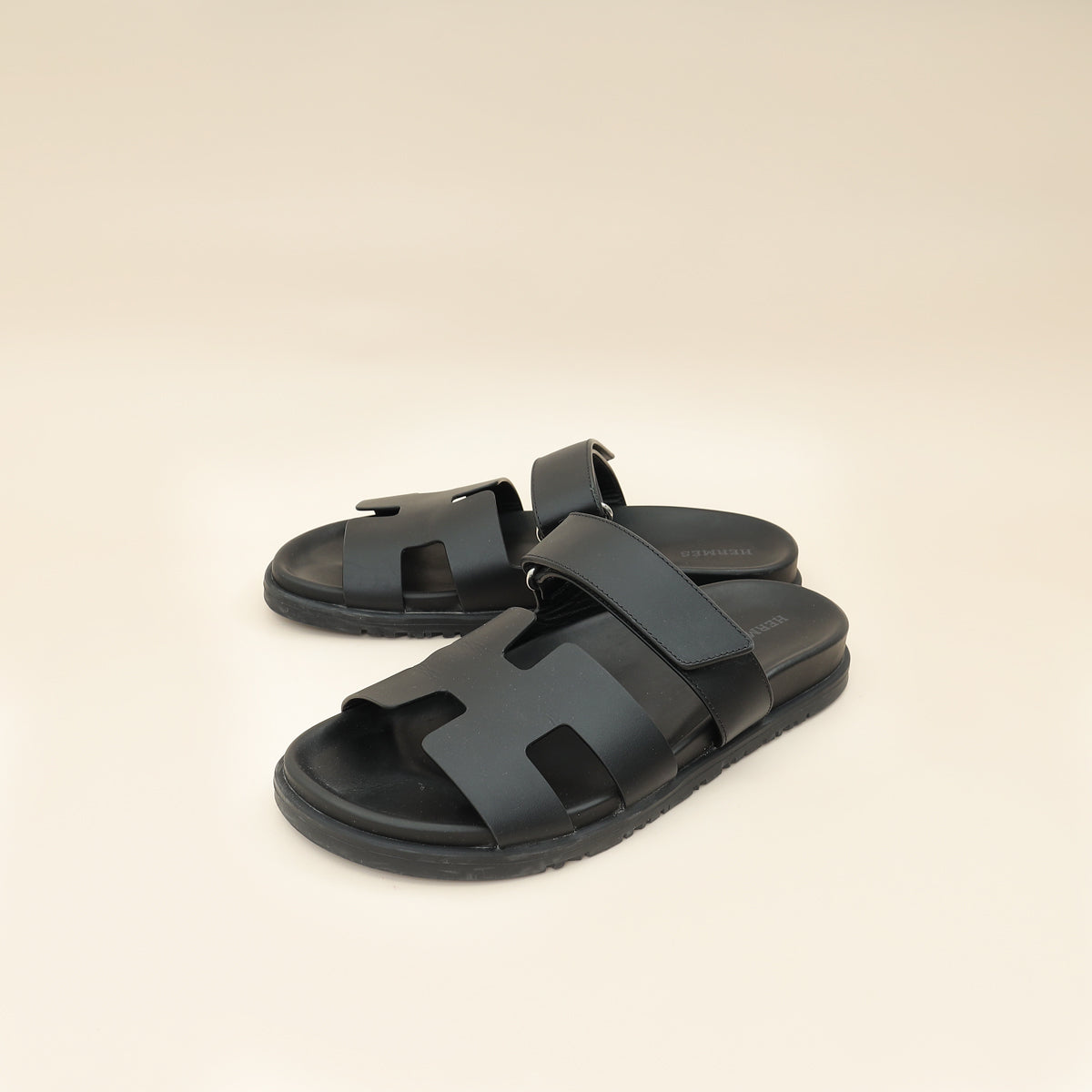 Hermes Noir Chypre Sandal 38.5-Hermes-THE CLOSET
