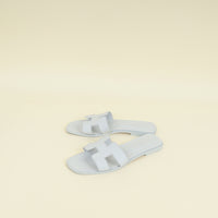 Hermes Bleu Glacier Oran Sandals 38.5