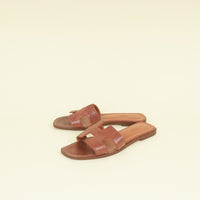 Hermes Marron Alezan Oran Lizard Sandal 38.5