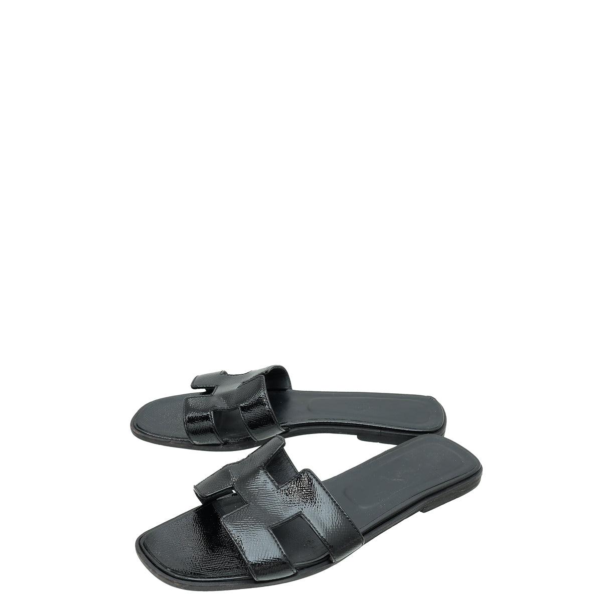 Hermes Noir Oran Vernis Sandal 38.5-Hermes-THE CLOSET