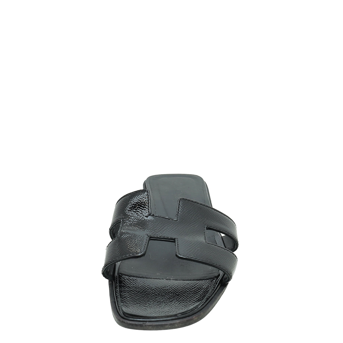 Hermes Noir Oran Vernis Sandal 38.5-Hermes-THE CLOSET