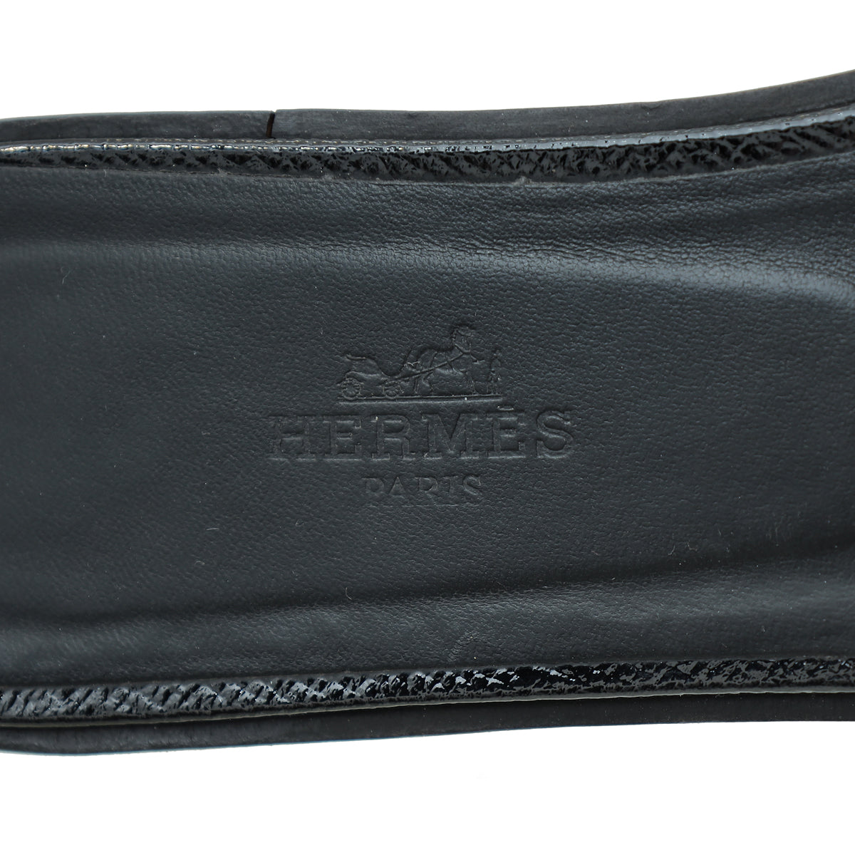 Hermes Noir Oran Vernis Sandal 38.5