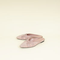 Hermes Pink Roxane Goatskin Suede Crystal Mules 38.5