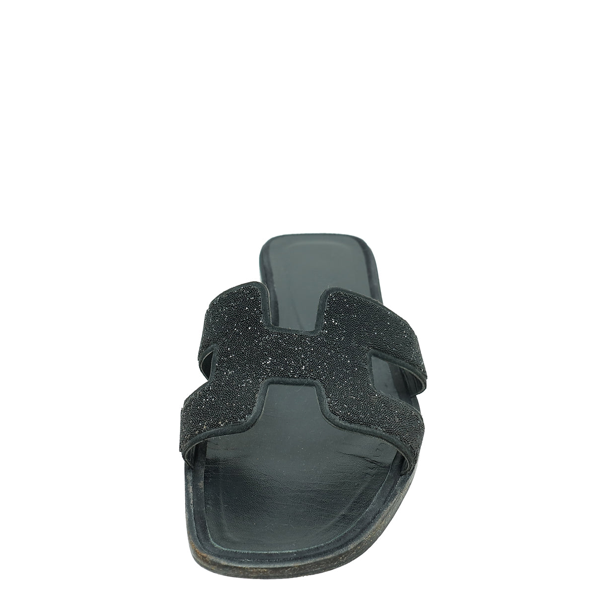 Hermes Noir Oran Crystal Embellished Sandal 38-Hermes-THE CLOSET
