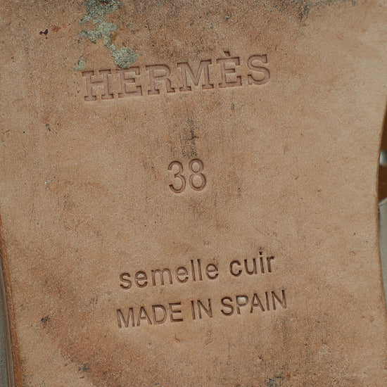 Hermes Bronze Kola Thong Slingback Flat Sandal 38