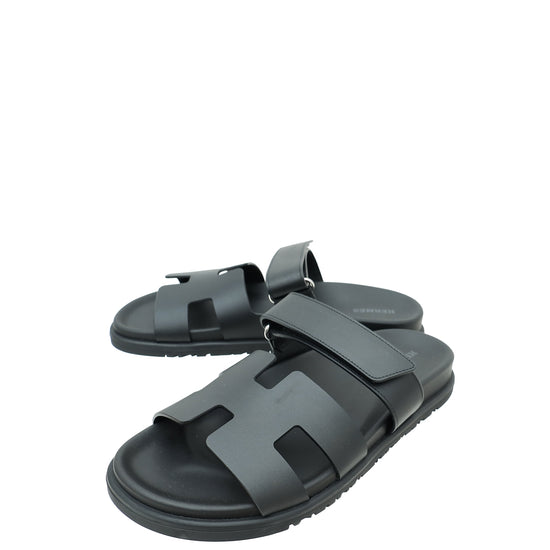 Hermes Noir Chypre Sandal 38