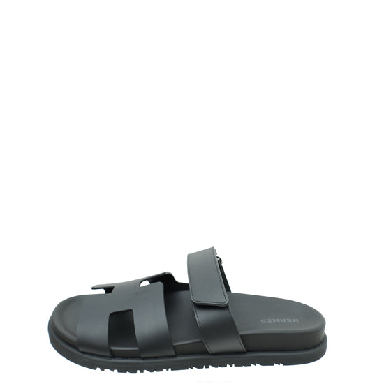 Hermes Noir Chypre Sandal 38