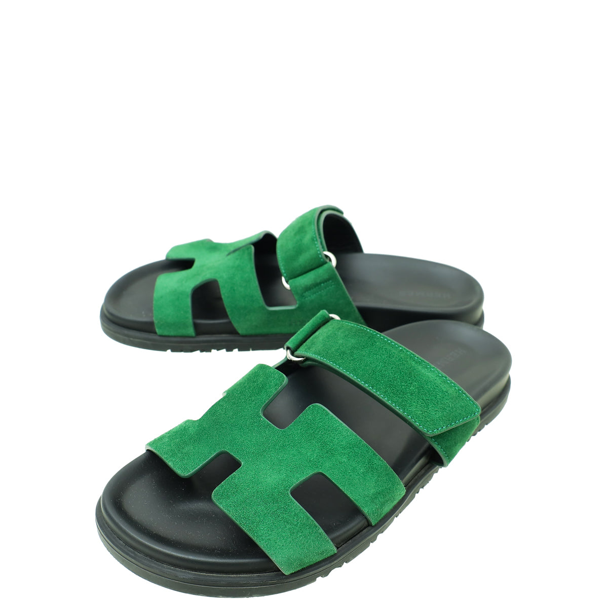 Hermes Vert Green Suede Goatskin Chypre Sandal 38-Hermes-THE CLOSET