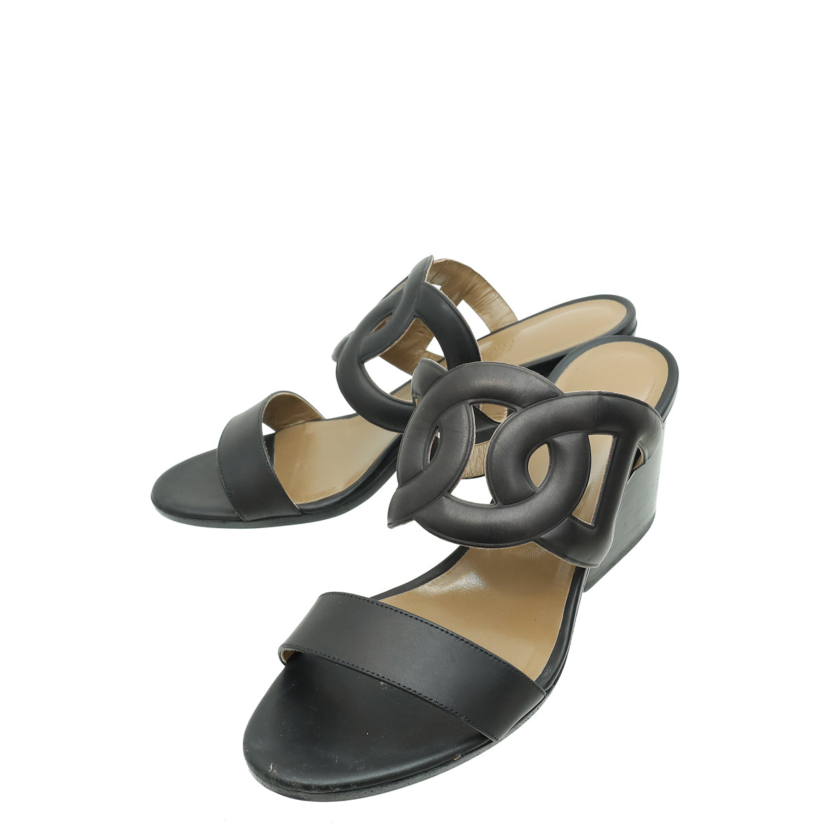 Hermes Noir Peace Sandals 38