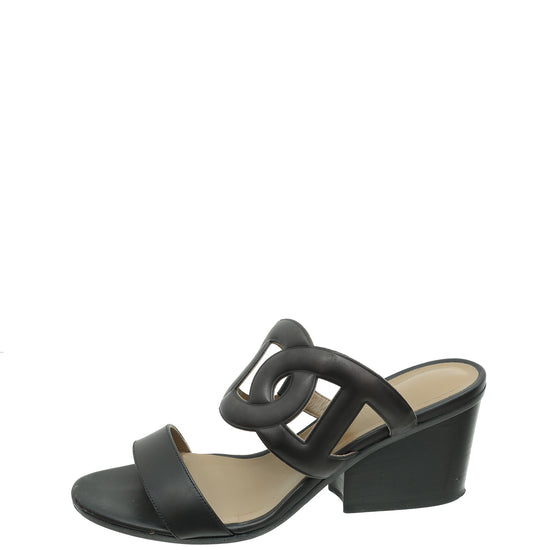 Hermes Noir Peace Sandals 38