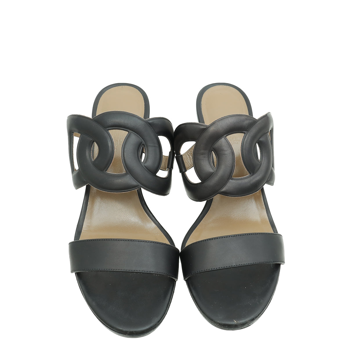 Hermes Noir Peace Sandals 38