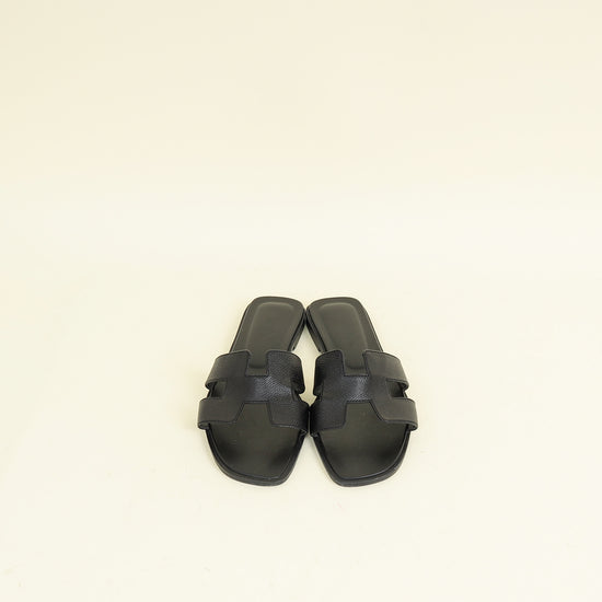Hermes Noir Oran Sandal 38