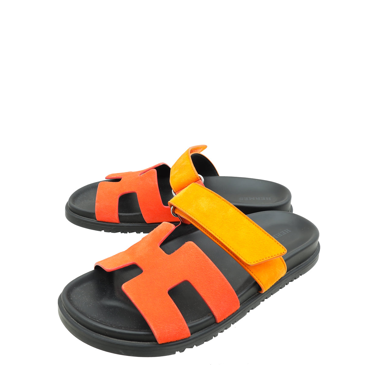 Hermes Bicolor Suede Chypre Sandals 38