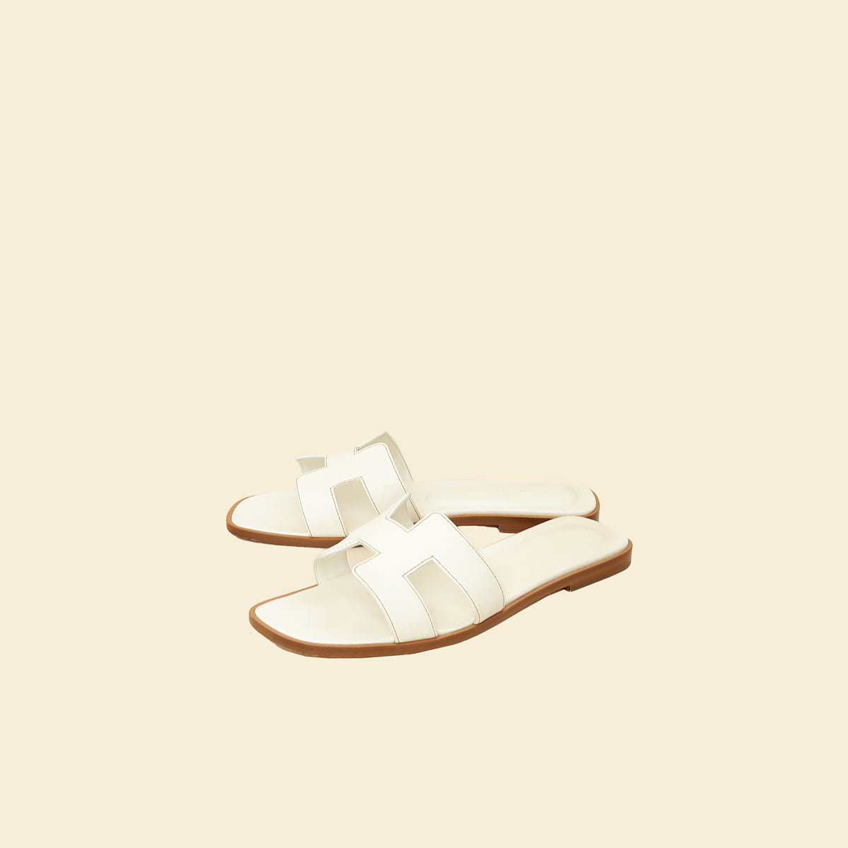 Hermes Blanc Oran Sandals 38-Hermes-THE CLOSET
