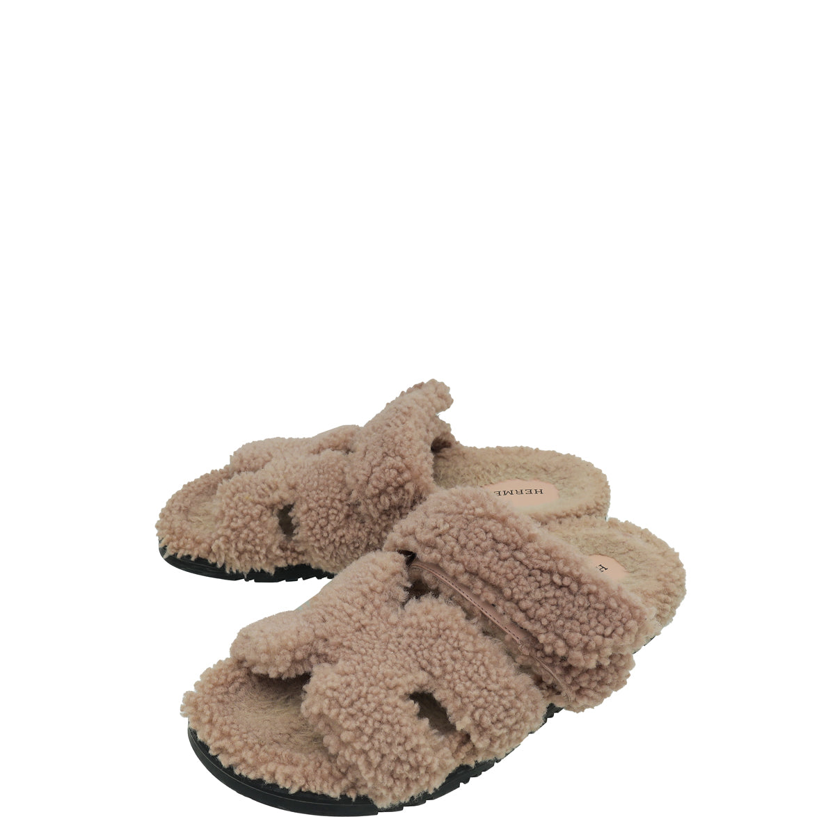 Hermes Bois De Santal Woolskin Chypre Sandals 39-Hermes-THE CLOSET