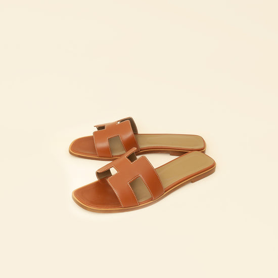Hermes Gold Oran Sandals 39.5-Hermes-THE CLOSET