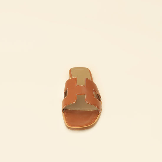 Hermes Gold Oran Sandals 39.5-Hermes-THE CLOSET