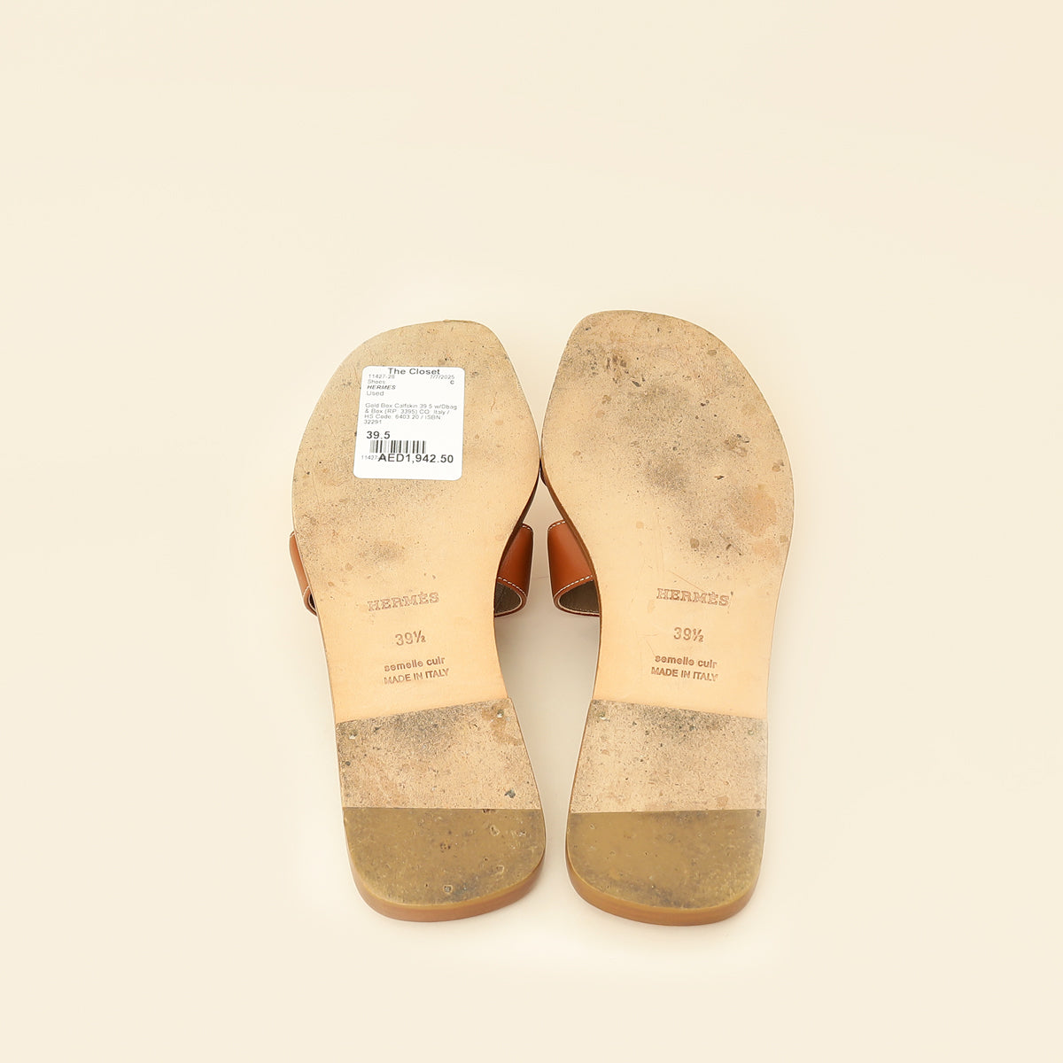 Hermes Gold Oran Sandals 39.5-Hermes-THE CLOSET