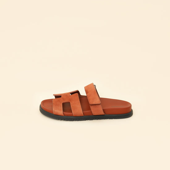 Hermes Cuivre Suede Chypre Sandal 39.5-Hermes-THE CLOSET