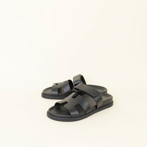 Hermes Black Chypre Sandals 39.5
