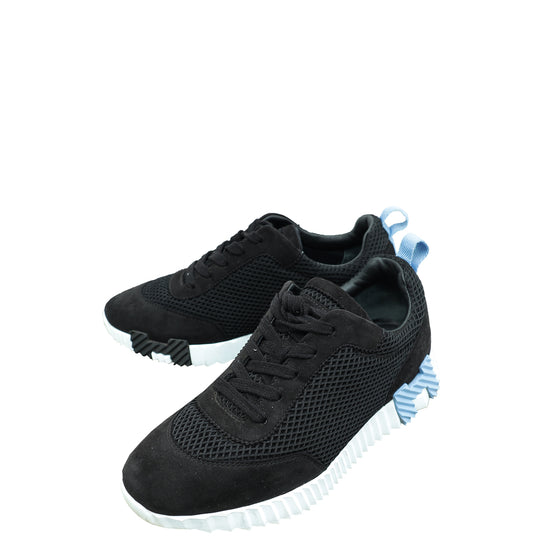 Hermes Graphic Noir Mesh & Suede Bouncing Sneaker 39.5