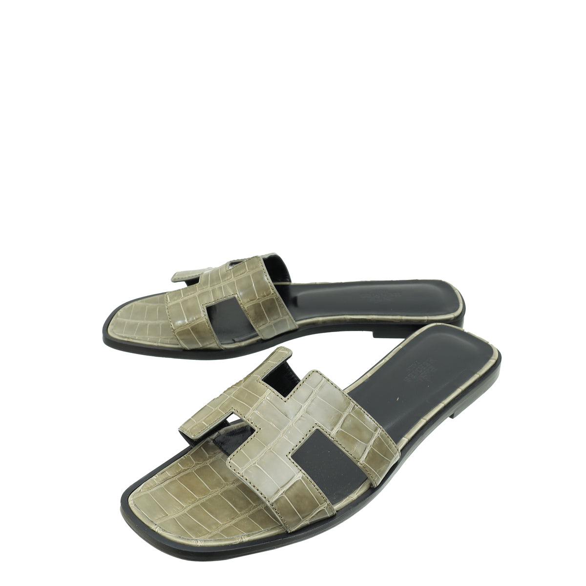 Hermes Vert Verone Alligator Oran Sandals 39