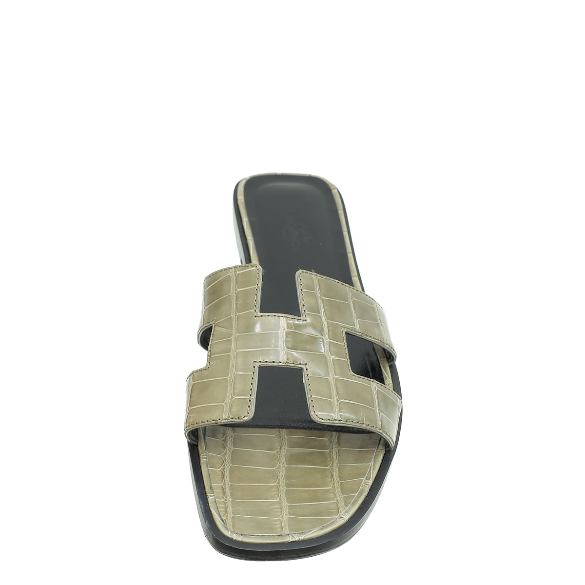 Hermes Vert Verone Alligator Oran Sandals 39