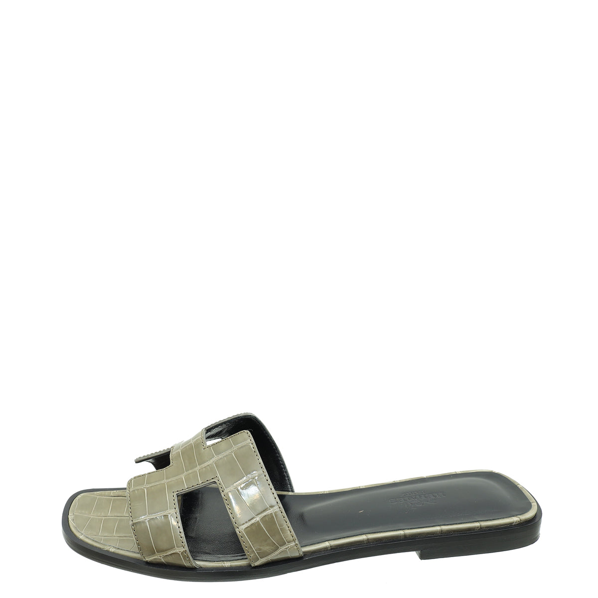 Hermes Vert Verone Alligator Oran Sandals 39