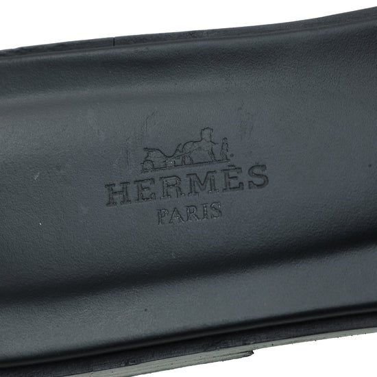 Hermes Noir Oran Calfskin Sandal 39