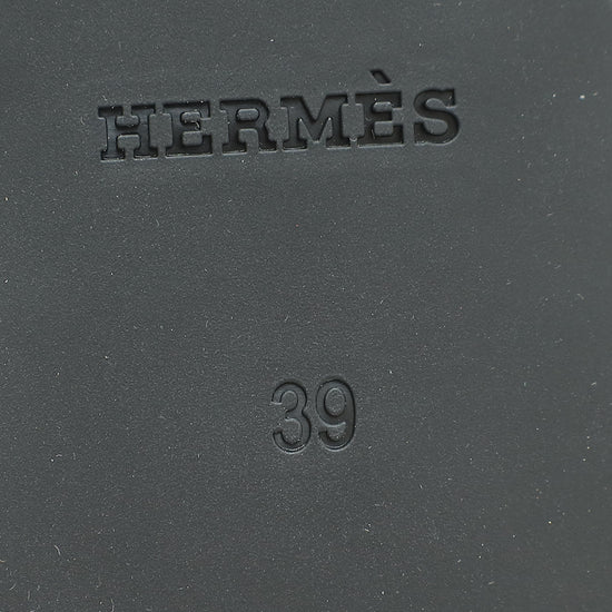 Hermes Noir Rubber Aloha Sandals 39